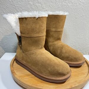 Koolaburra by UGG Aribel Boots 5 Chestnut Faux Fur Short Winter Snow Y2K 1117813